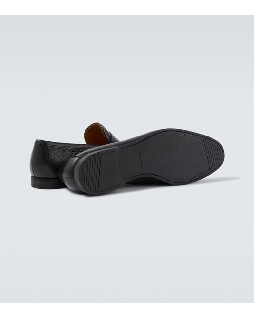 Magnanni Shoes Black Diezma Ii Leather Penny Loafers for men