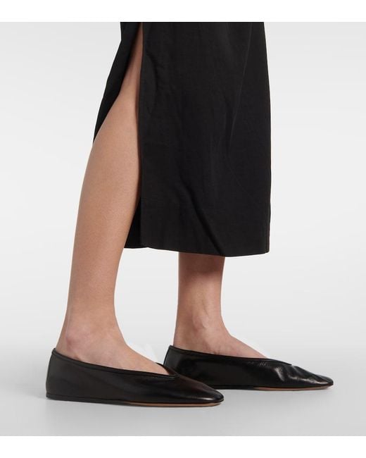 Le Monde Beryl Black Luna Leather Ballet Flats