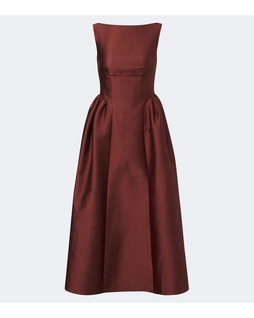 Roland Mouret Red Taffeta Midi Dress