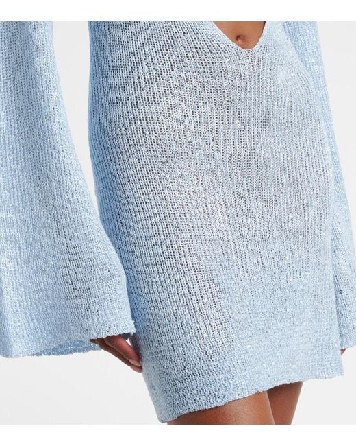 Bananhot Blue Rey Sequined Knitted Minidress