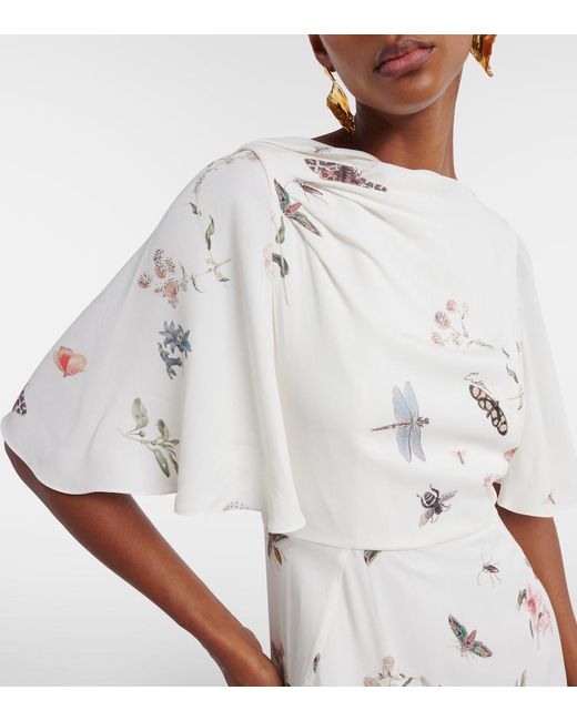 Erdem Natural Printed Crepe Midi Dress