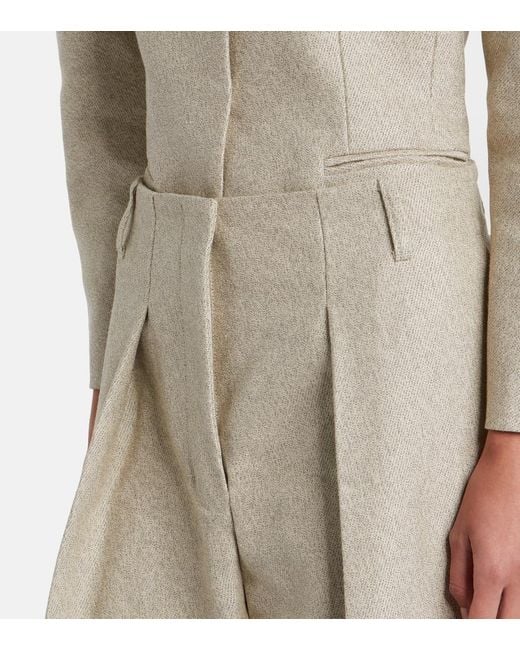Jacquemus Natural Ovalo Cotton And Linen Barrel-Leg Pants