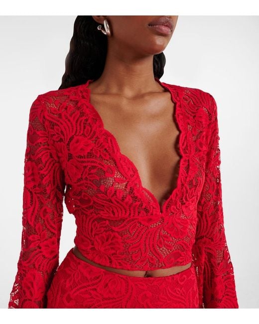 Alexandra Miro Red Talia Lace Top