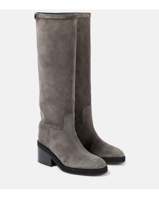 Jimmy Choo Gray Yasmin 70 Suede Knee-High Boots