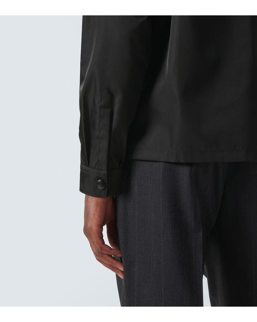 Camicia nera in re-nylon con logo di Prada in Black da Uomo