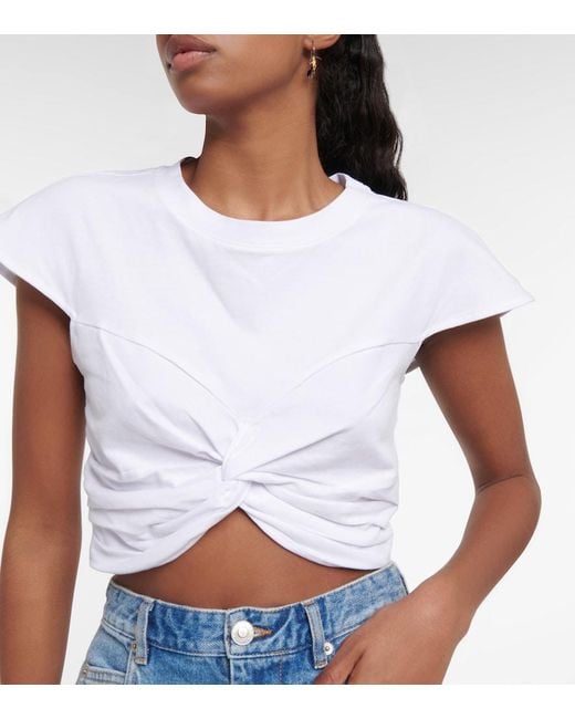 Isabel Marant White Zineae Cotton Jersey Crop Top