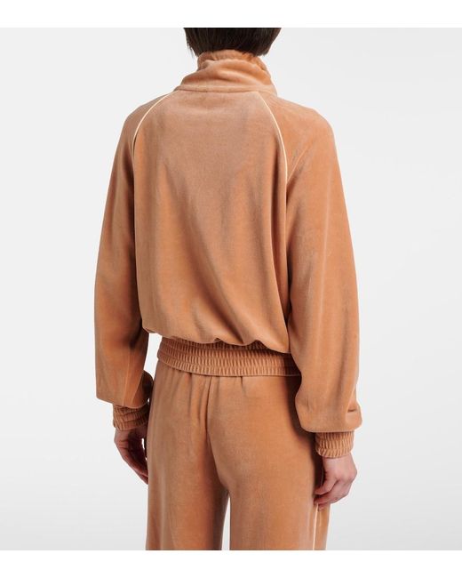 Chloé Brown Cotton-Blend Velour Zip-Up Sweatshirt