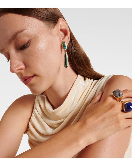 Marina B Blue Quarta 18Kt Drop Earrings With Diamonds And Gemstones