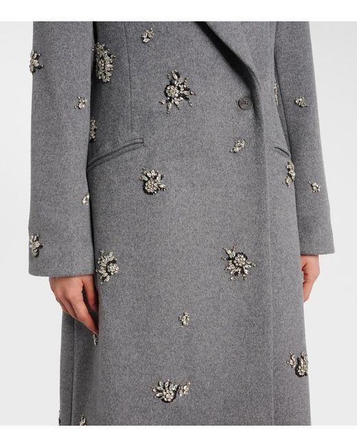 Jonathan Simkhai Gray Gianni Embellished Wool-Blend Coat