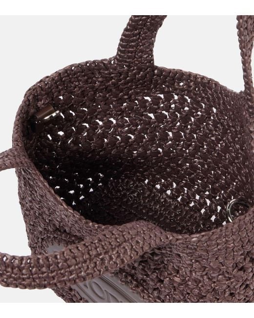 Tod's Brown Logo Raffia Tote Bag