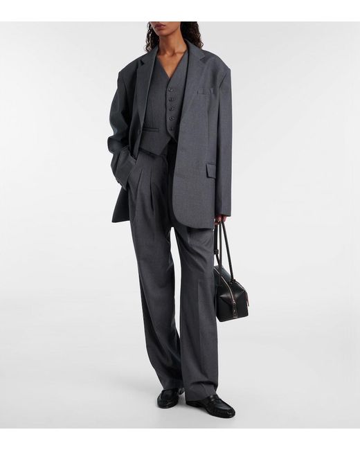 Frankie Shop Gray Gelso High-rise Wide-leg Pants