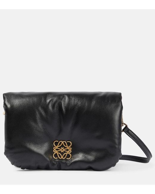 Borsa a spalla Goya Puffer Mini in pelle di Loewe in Black