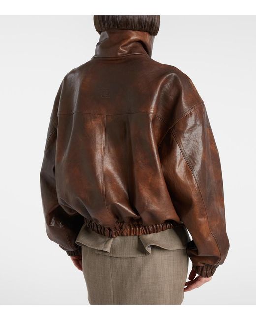 Magda Butrym Brown Leather Blouson Jacket