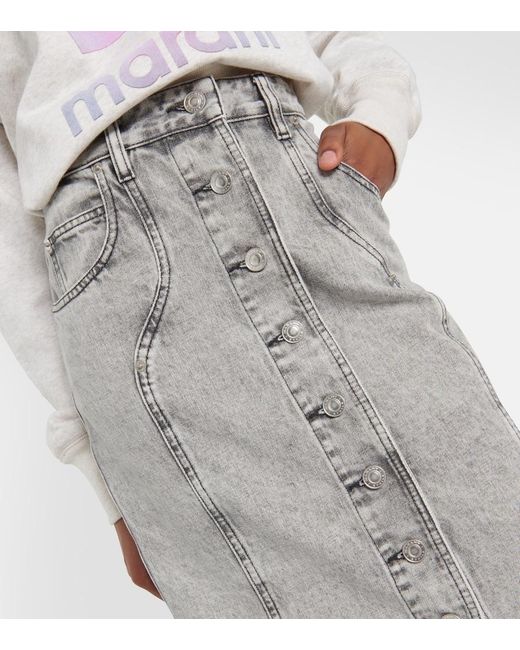 Isabel Marant Gray Vandy Denim Midi Skirt