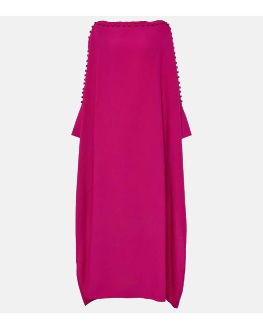 ‎Taller Marmo Pink Mila Off-Shoulder Crepe Kaftan