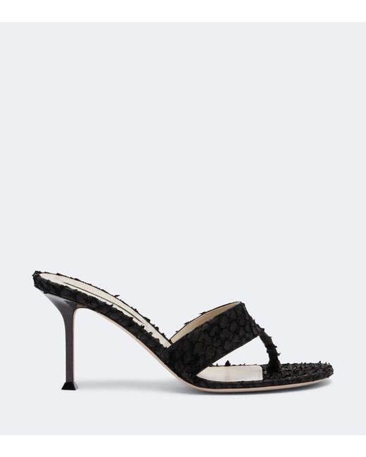 Christen Black Helix Leather Thong Sandals