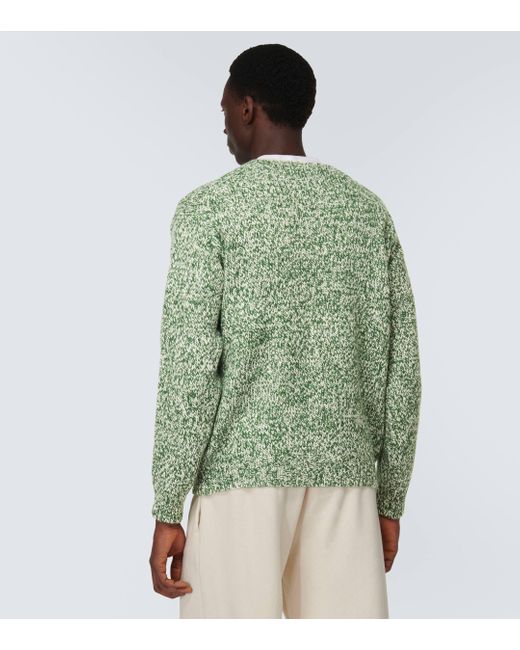 Auralee Green Oversized Wool And Silk Cardigan for men