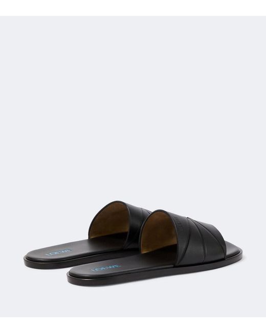 Loewe Black Origami Leather Slides for men