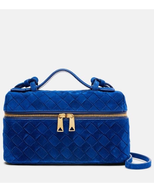 Bottega Veneta Blue Bang Bang Intrecciato Suede Vanity Bag