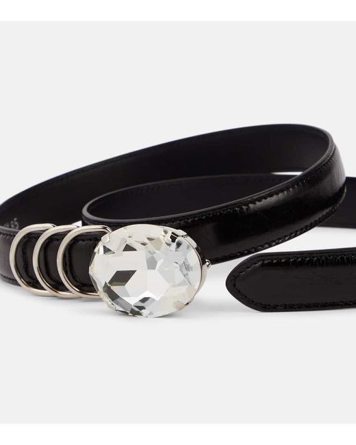 Cintura in pelle con decorazioni di Alessandra Rich in Black