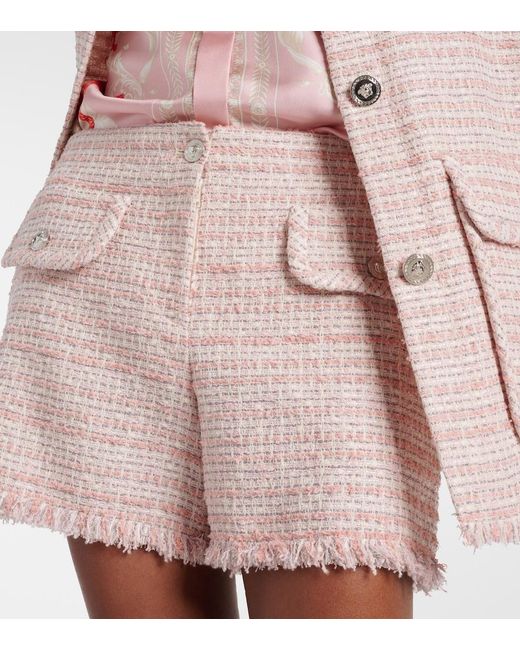 Versace Pink Fringed Tweed Shorts