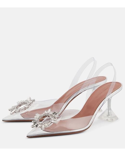 AMINA MUADDI Pink Begum Embellished Pvc Slingback Pumps