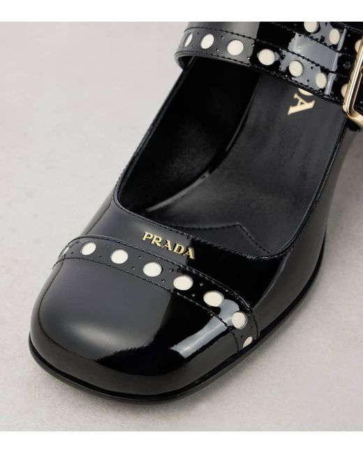Escarpins Mary Jane 35 En Cuir Verni Prada en coloris Black