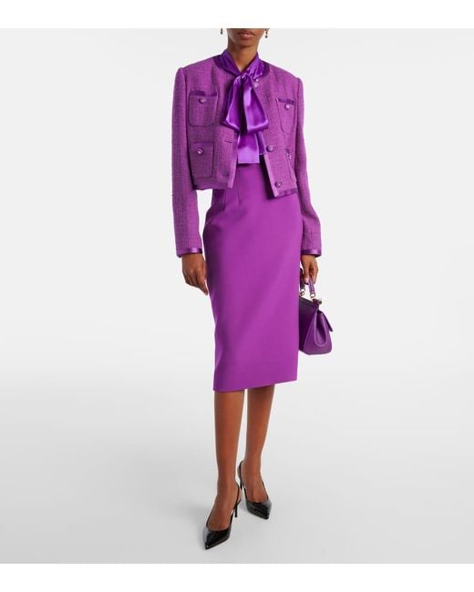 Dolce & Gabbana Purple Jacke Aus Tweed