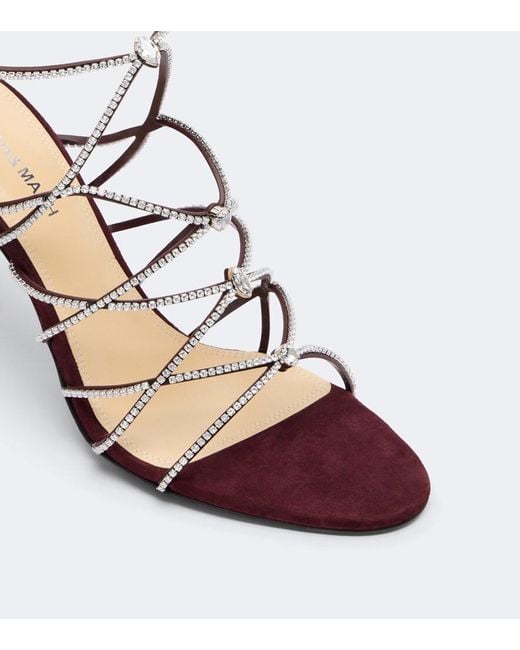Mach & Mach Pink Daisy Embellished Suede Sandals