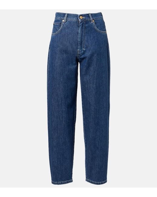 Max Mara Blue Masia High-Rise Barrel-Leg Jeans