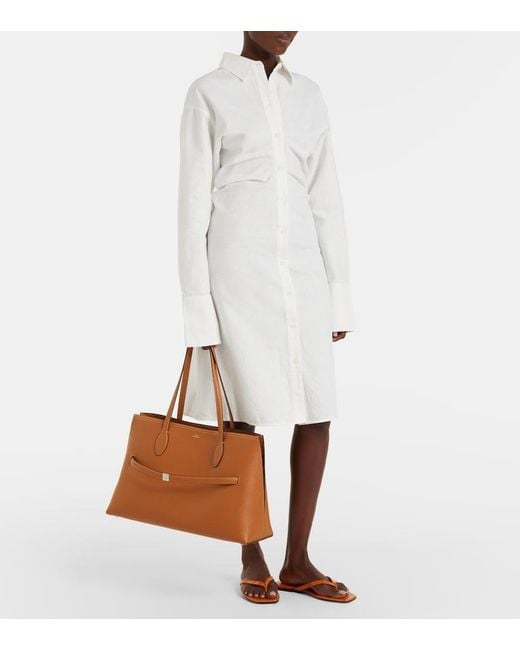 Totême  White Cotton And Linen Shirt Dress