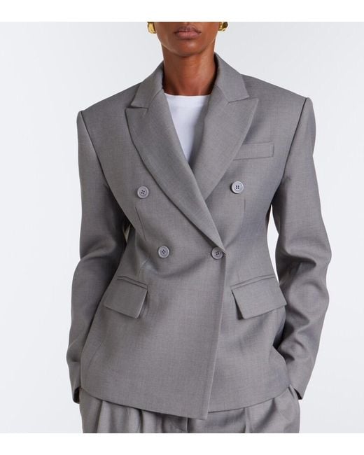 Frankie Shop Gray Doyer Pleated Wide-Leg Pants