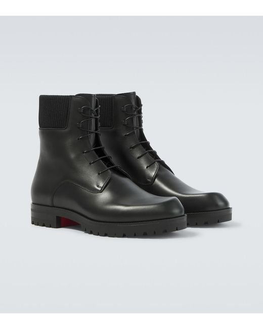 Christian Louboutin Black Trapman Tct 2 Leather Lace-Up Boots for men