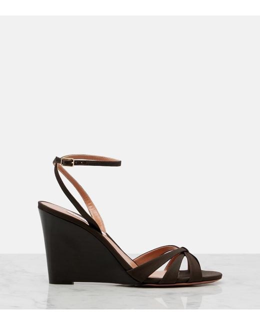 Aquazzura Brown Tati Grosgrain Wedge Sandals