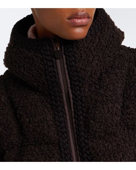 Moncler Black Cristallin Wool-Blend Teddy Down Jacket