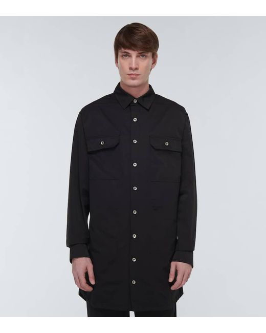 Rick Owens Black Cotton-Blend Poplin Overshirt for men