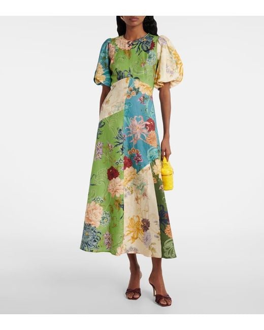 Robe Midi Avery En Lin A Fleurs ALÉMAIS en coloris Green