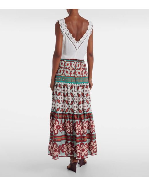 LaDoubleJ Big Printed Tiered Cotton Maxi Skirt