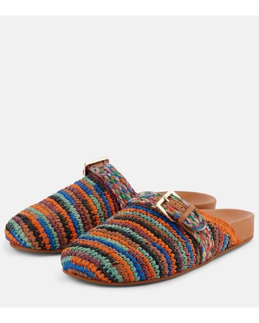 Robert Clergerie Brown Quinta Crochet Raffia Slides