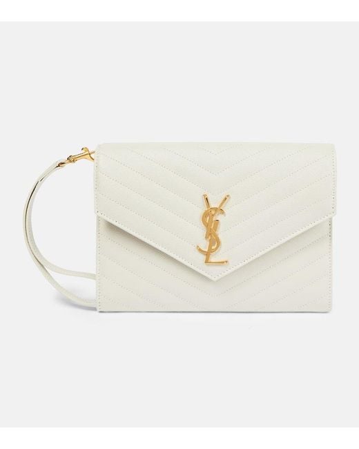 Saint Laurent White Portemonnaie mit Kettenriemen Cassandre aus Leder