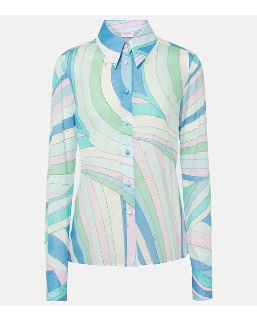 Camisa Iride de algodon Emilio Pucci de color Blue