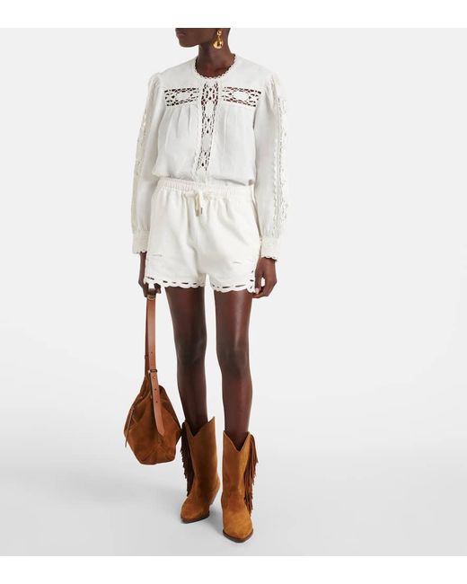 Isabel Marant White Bluse Valmira Aus Leinen Und Baumwolle