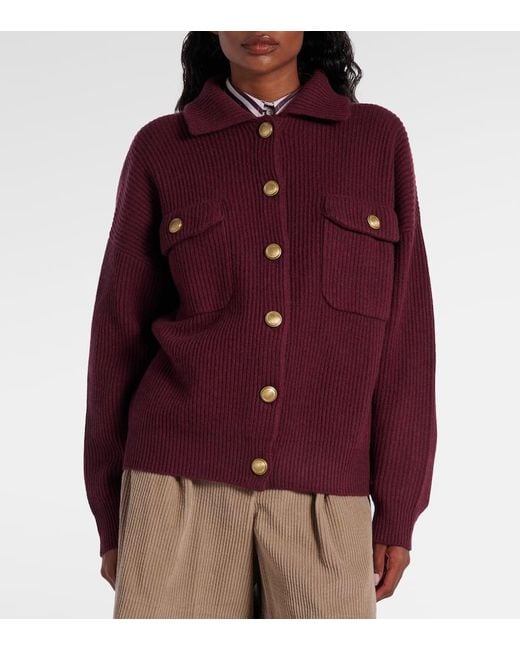 Brunello Cucinelli Purple Wool, Cashmere, And Silk Cardigan