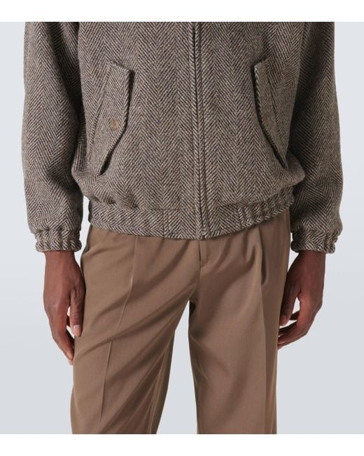 AURALEE Herringbone Wool Tweed Blouson in Brown for Men | Lyst UK