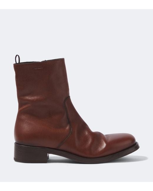 Prada Brown Leather Ankle Boots for men