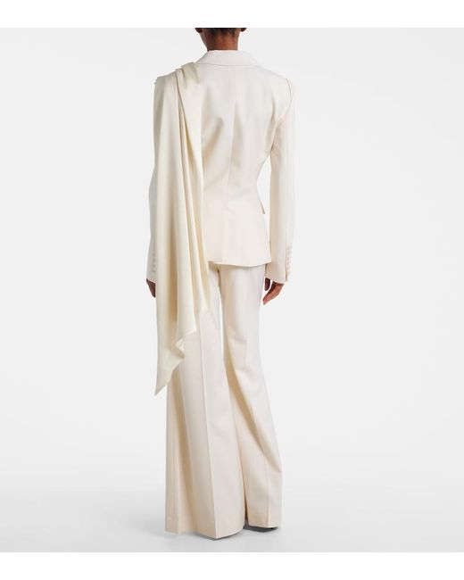 Nina Ricci Natural Scarf-Detail Virgin Wool Gabardine Blazer