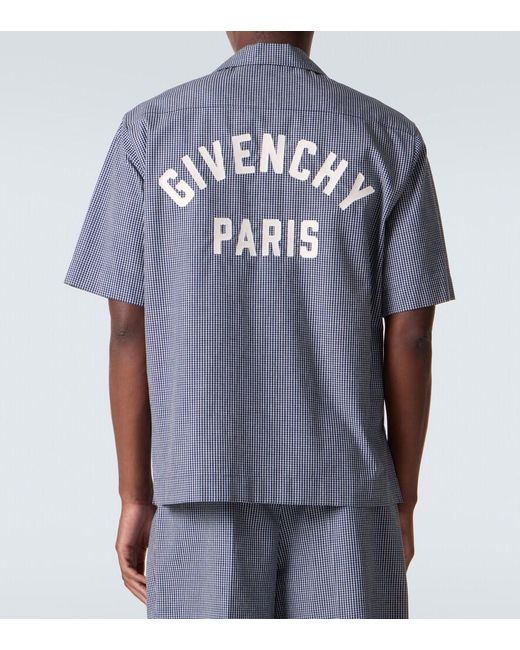Givenchy Blue Checked Cotton Bowling Shirt for men