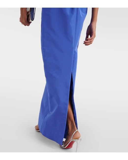 Carolina Herrera Blue Bow-Detail Silk Faille Gown