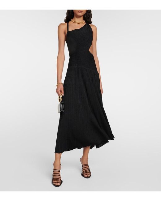 Zimmermann Black One-Shoulder Knit Midi Dress