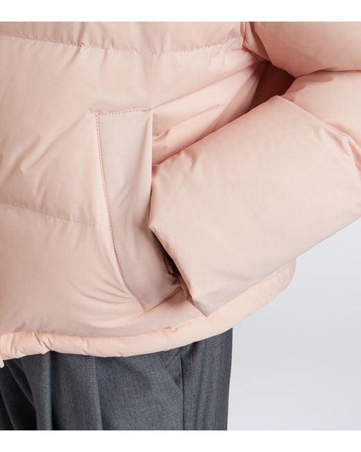 Yves Salomon Pink Doudoune Shearling-Trimmed Down Jacket